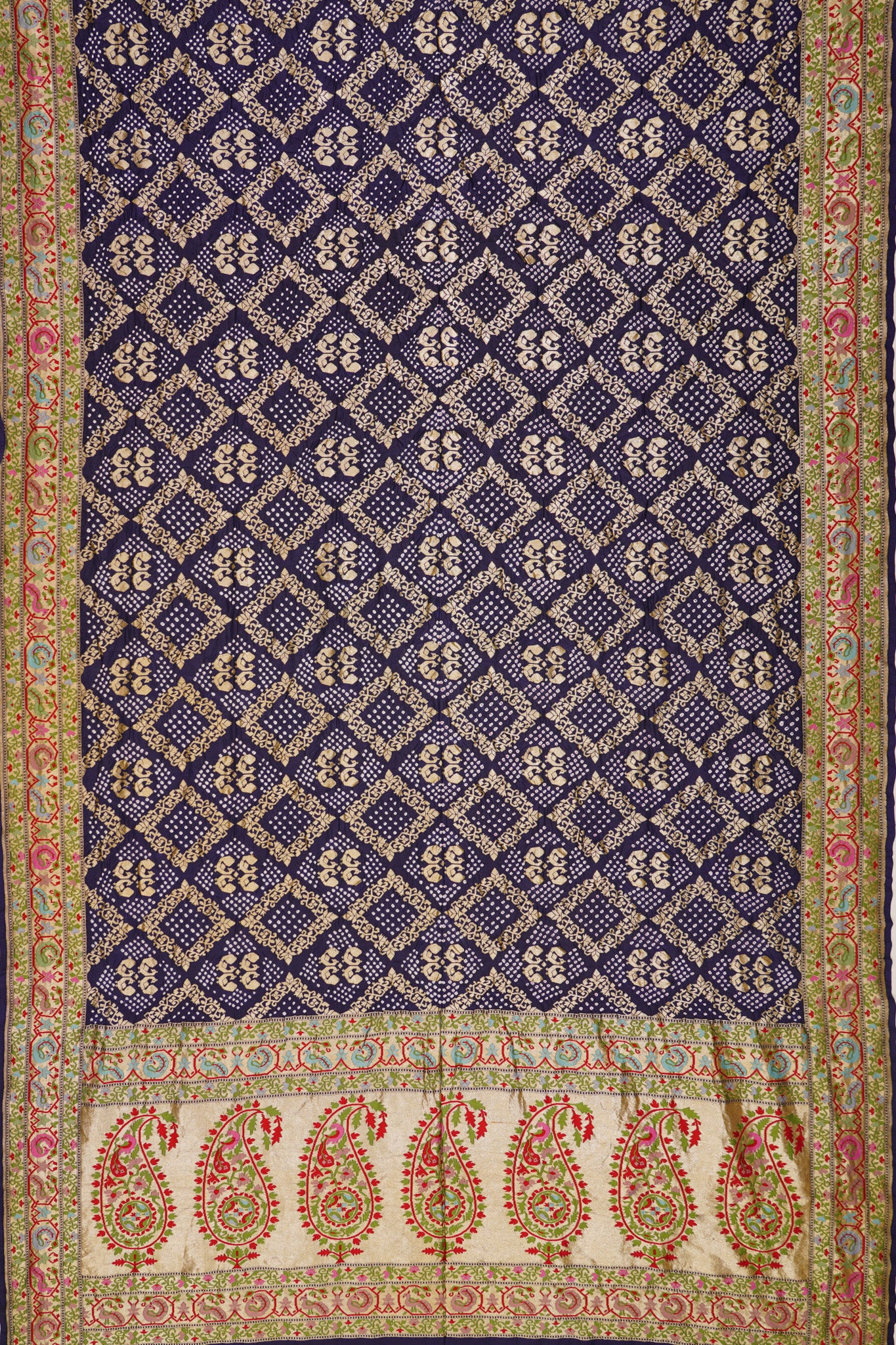 Banarasi Georgette Bandhani Brocade Dark Blue Saree