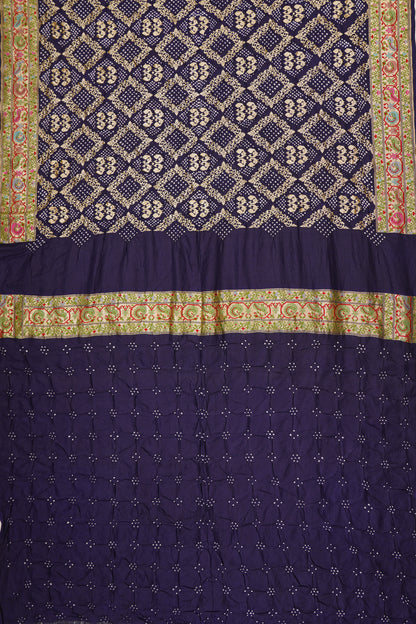 Banarasi Georgette Bandhani Brocade Dark Blue Saree