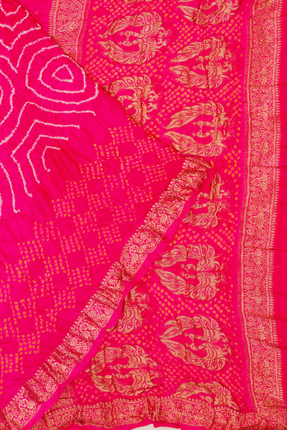 Banarasi Silk Bandhani Rani Pink Saree