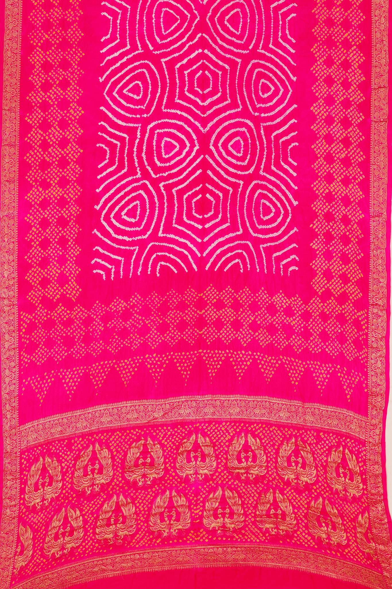 Banarasi Silk Bandhani Rani Pink Saree