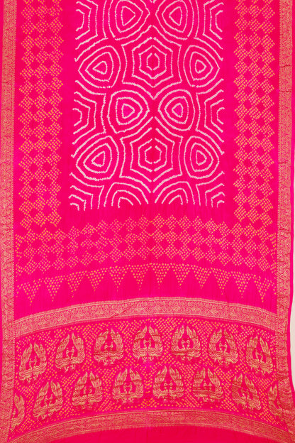 Banarasi Silk Bandhani Rani Pink Saree