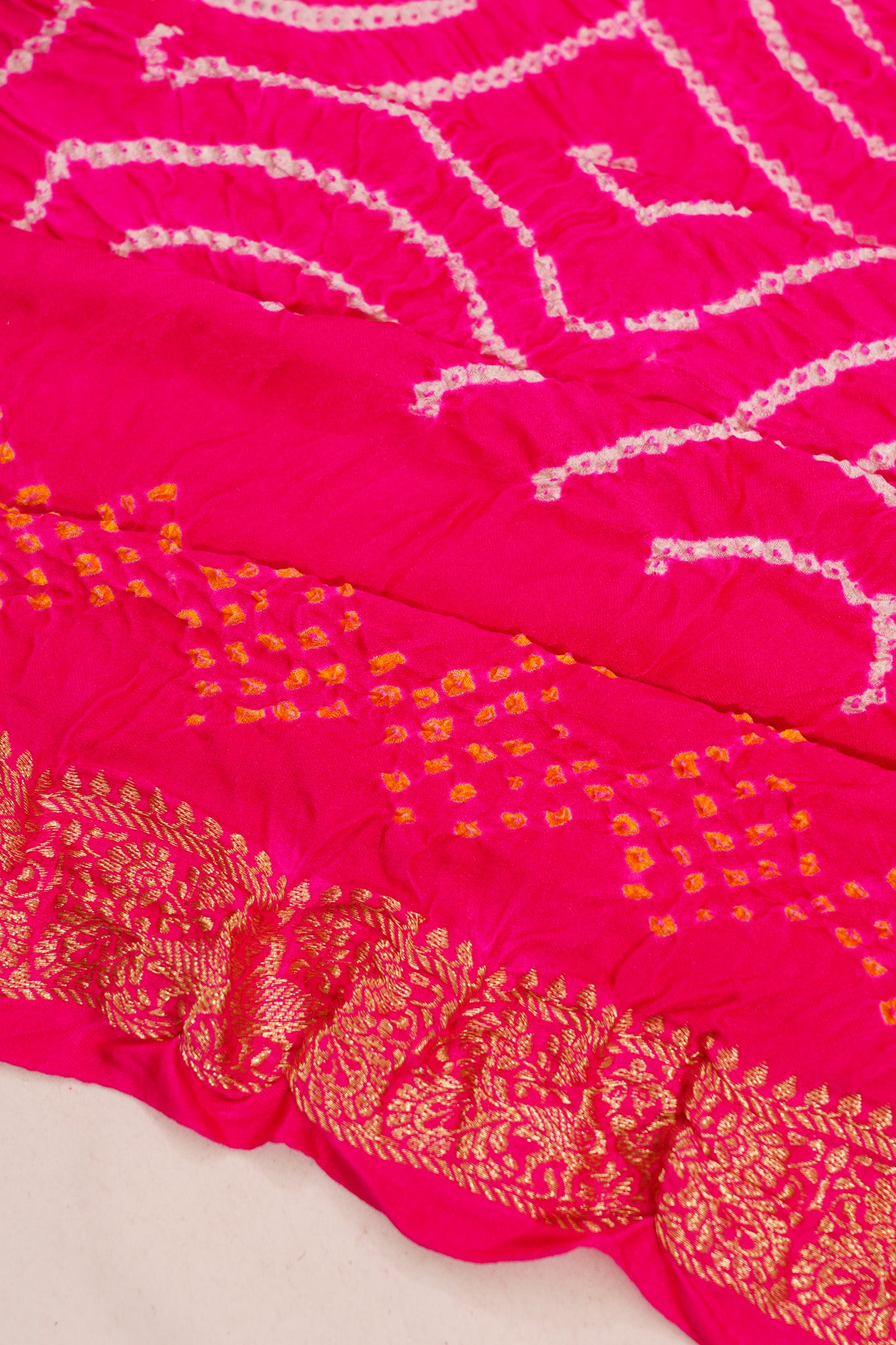 Banarasi Silk Bandhani Rani Pink Saree
