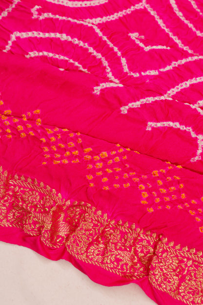 Banarasi Silk Bandhani Rani Pink Saree