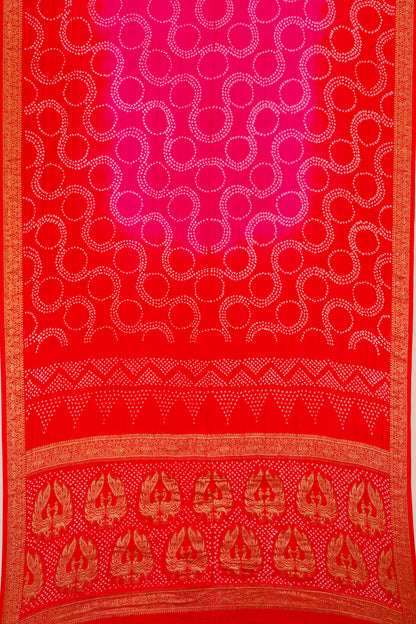 Banarasi Silk Bandhani Rani Pink Saree