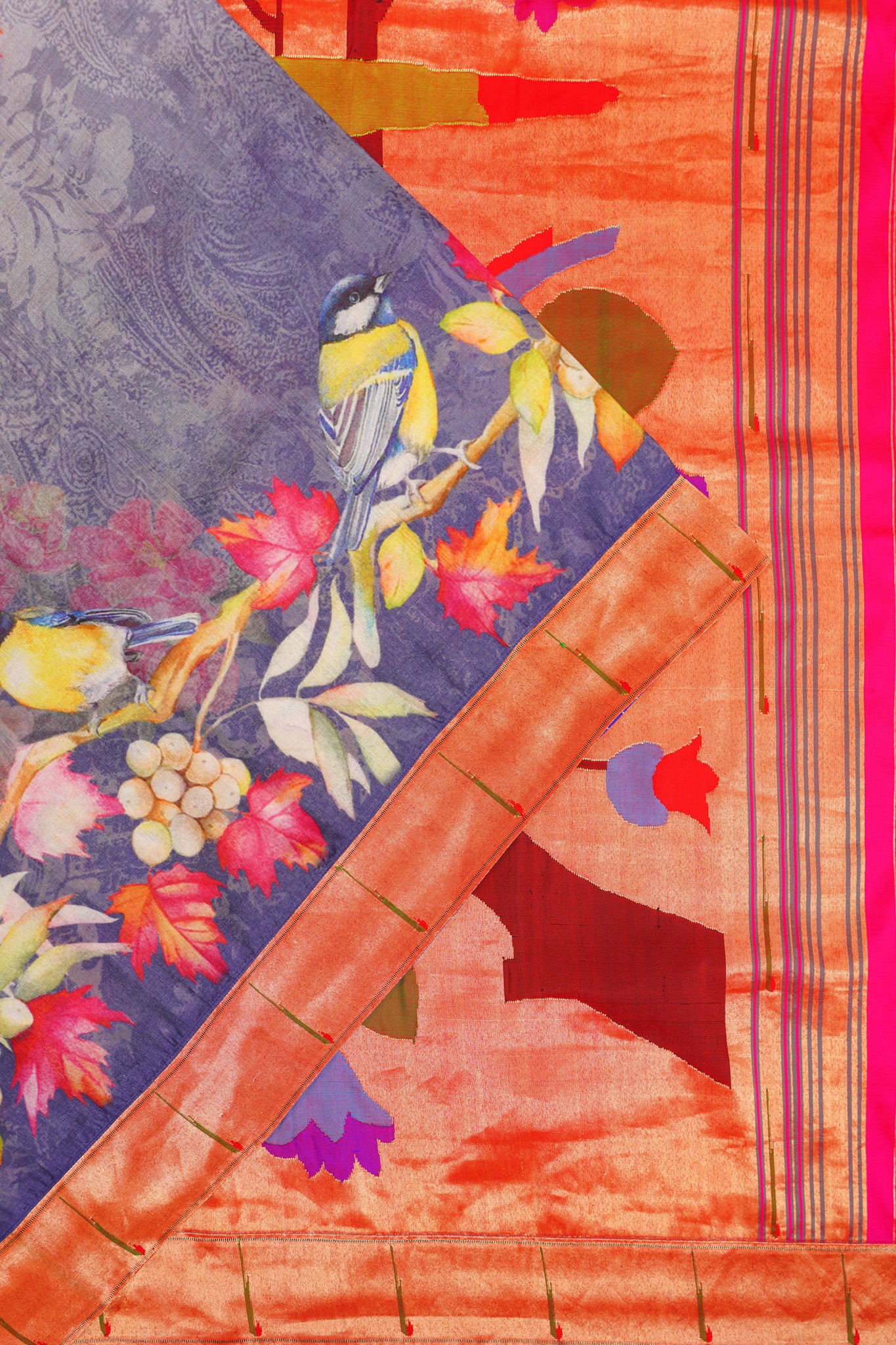 Paithani X Soft Tussar Printed Blue Saree