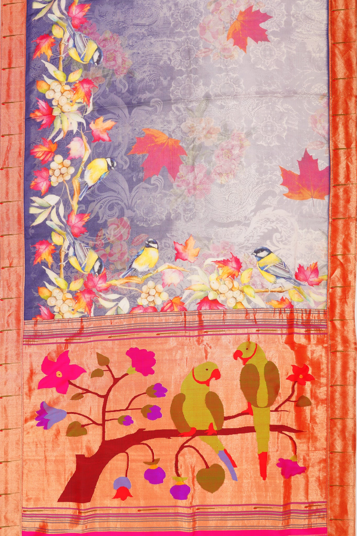 Paithani X Soft Tussar Printed Blue Saree