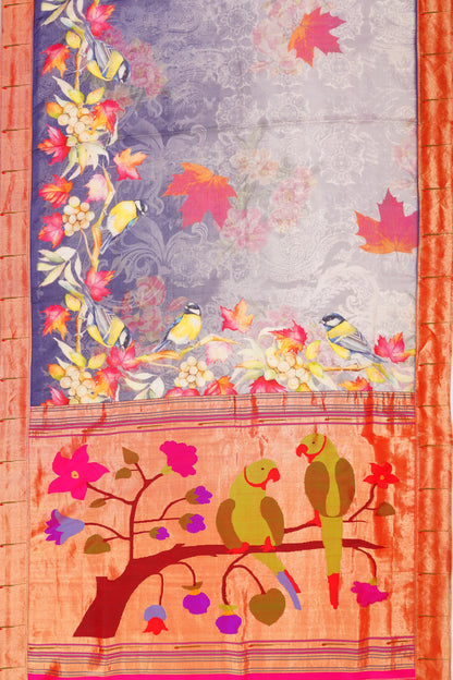 Paithani X Soft Tussar Printed Blue Saree