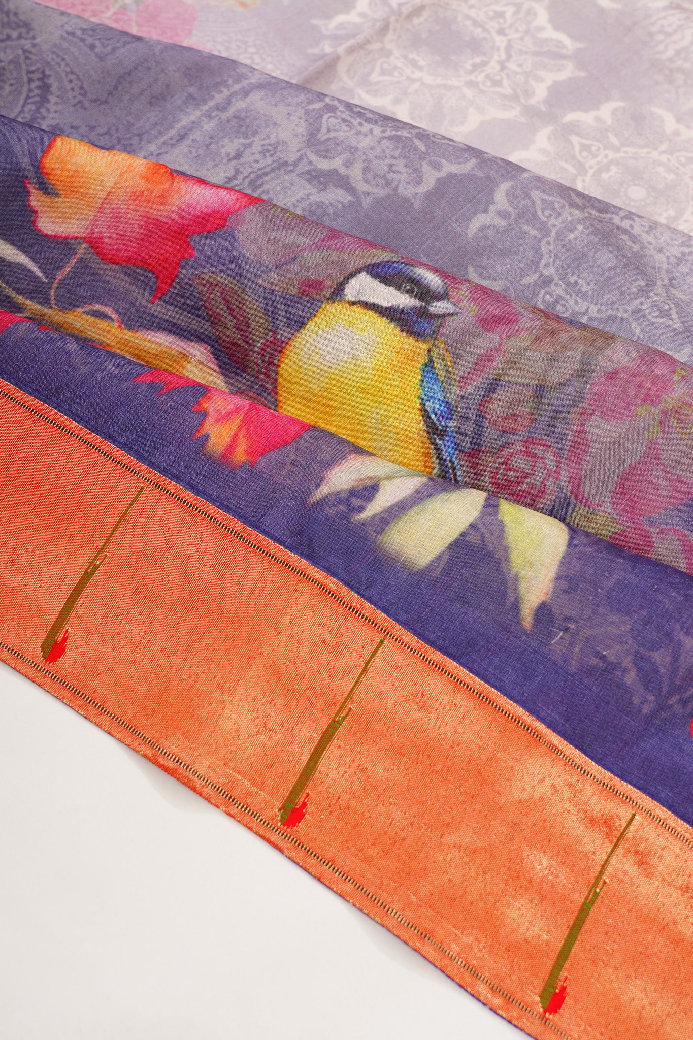 Paithani X Soft Tussar Printed Blue Saree