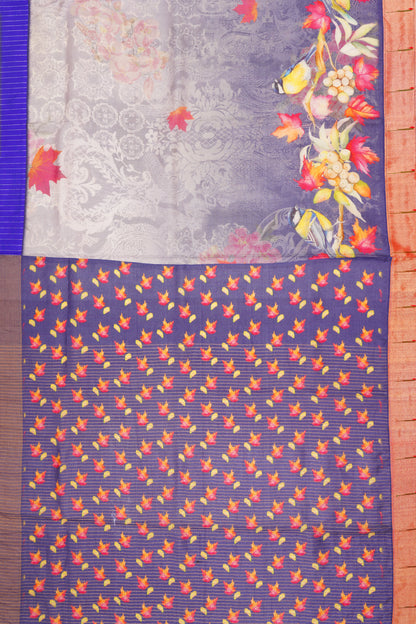 Paithani X Soft Tussar Printed Blue Saree