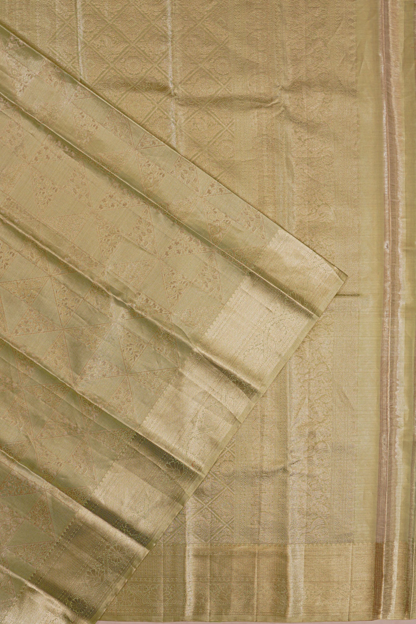 Taranga Kanchi Silk Tissue Brocade Pastel Green Saree