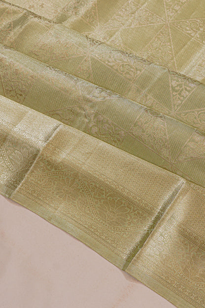 Taranga Kanchi Silk Tissue Brocade Pastel Green Saree