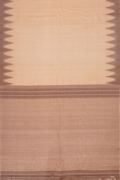 Tussar Plain Cream Saree