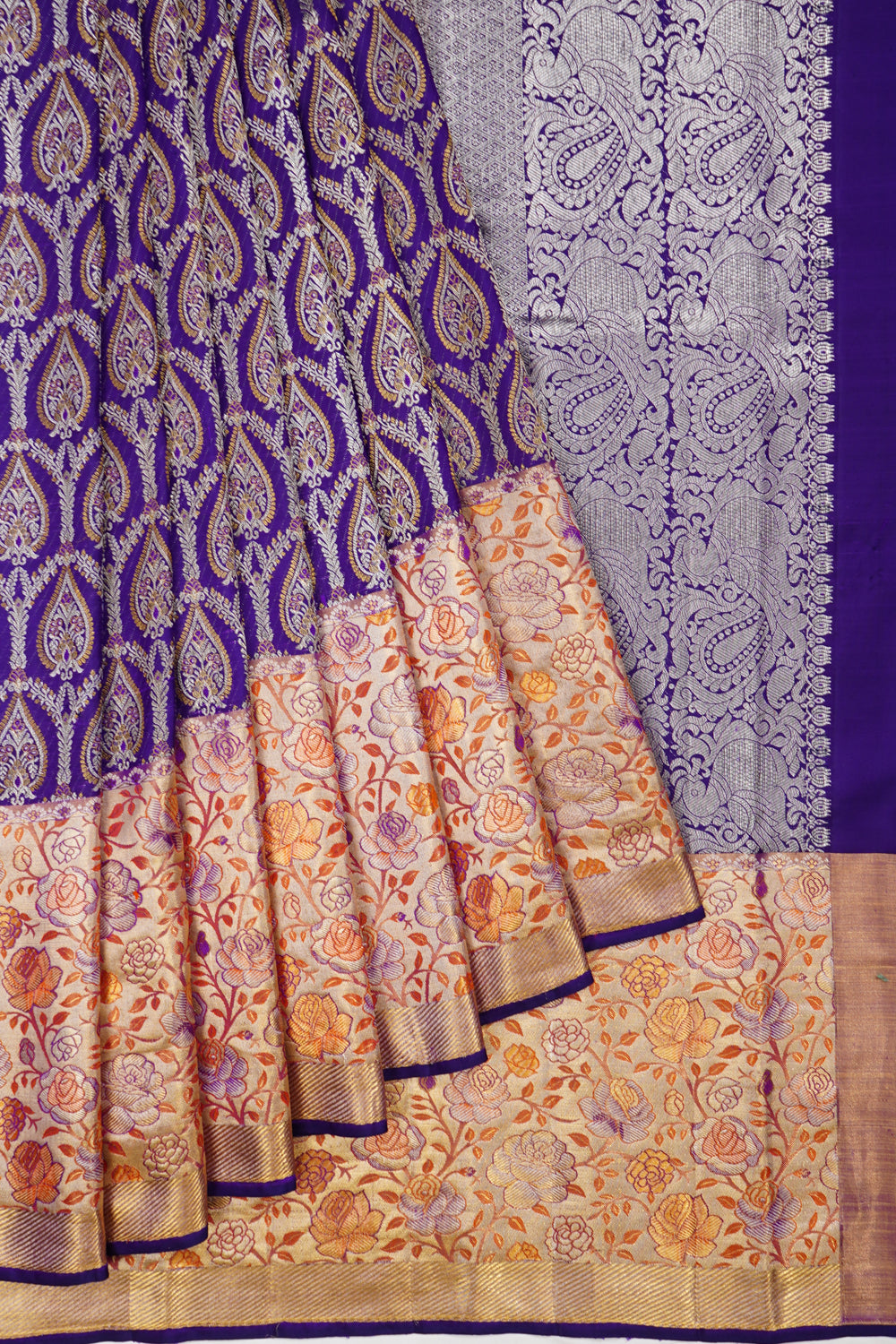 Kanchipuram Silk Brocade Violet Saree
