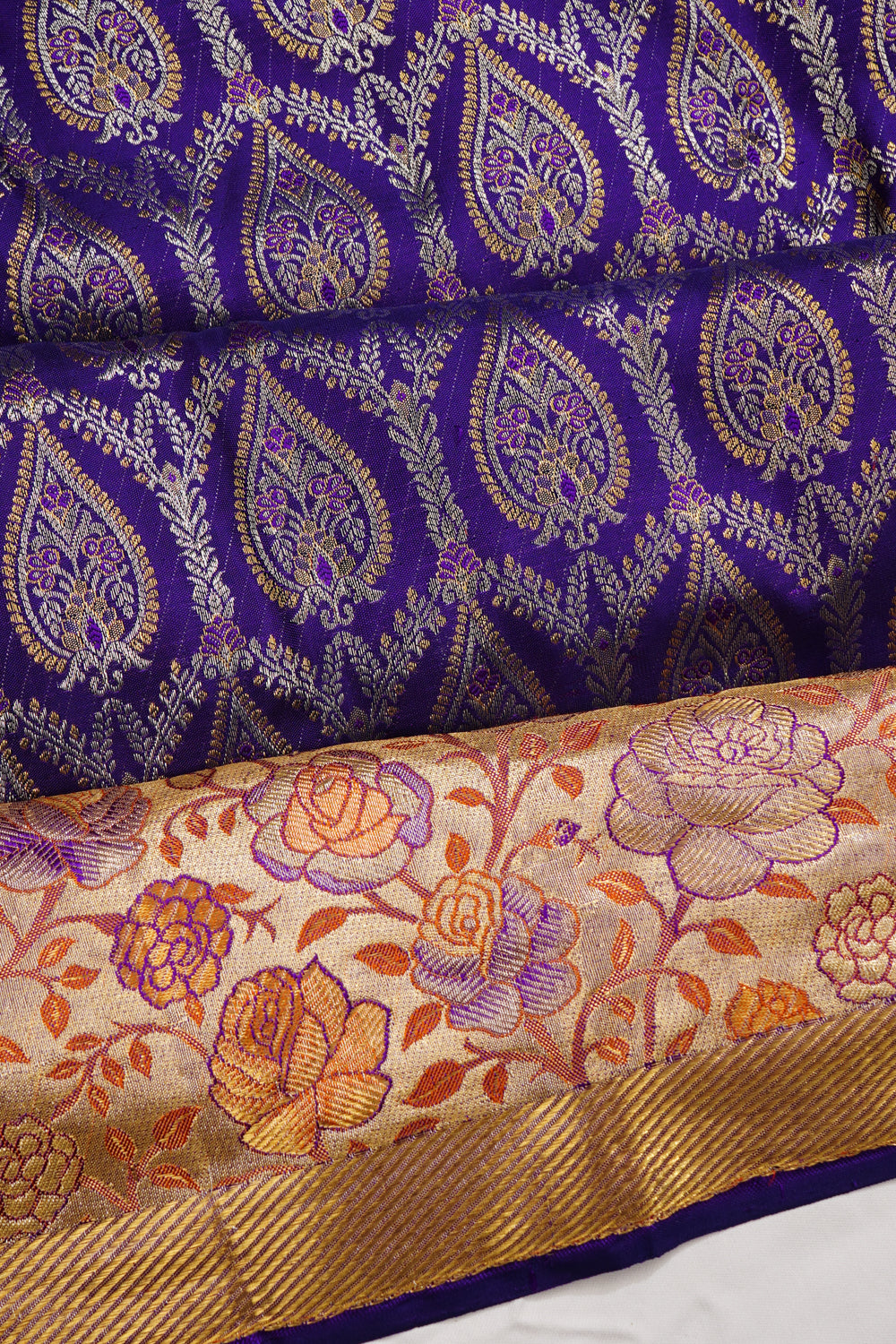 Kanchipuram Silk Brocade Violet Saree