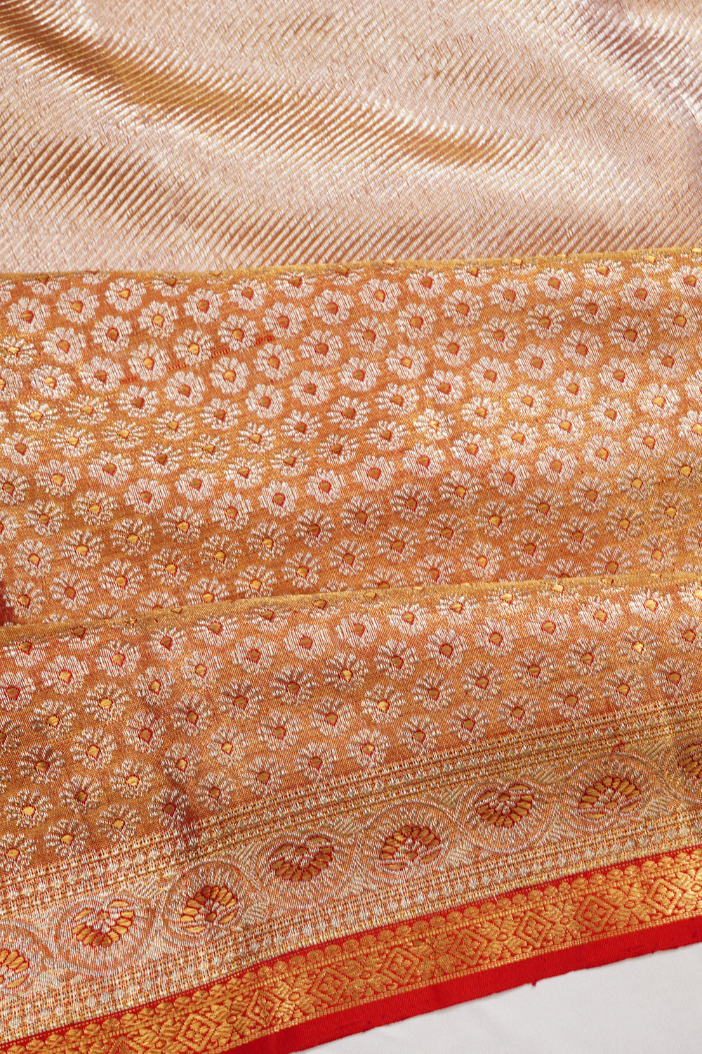 Kanchipuram Silk Tissue Brocade Pink Saree