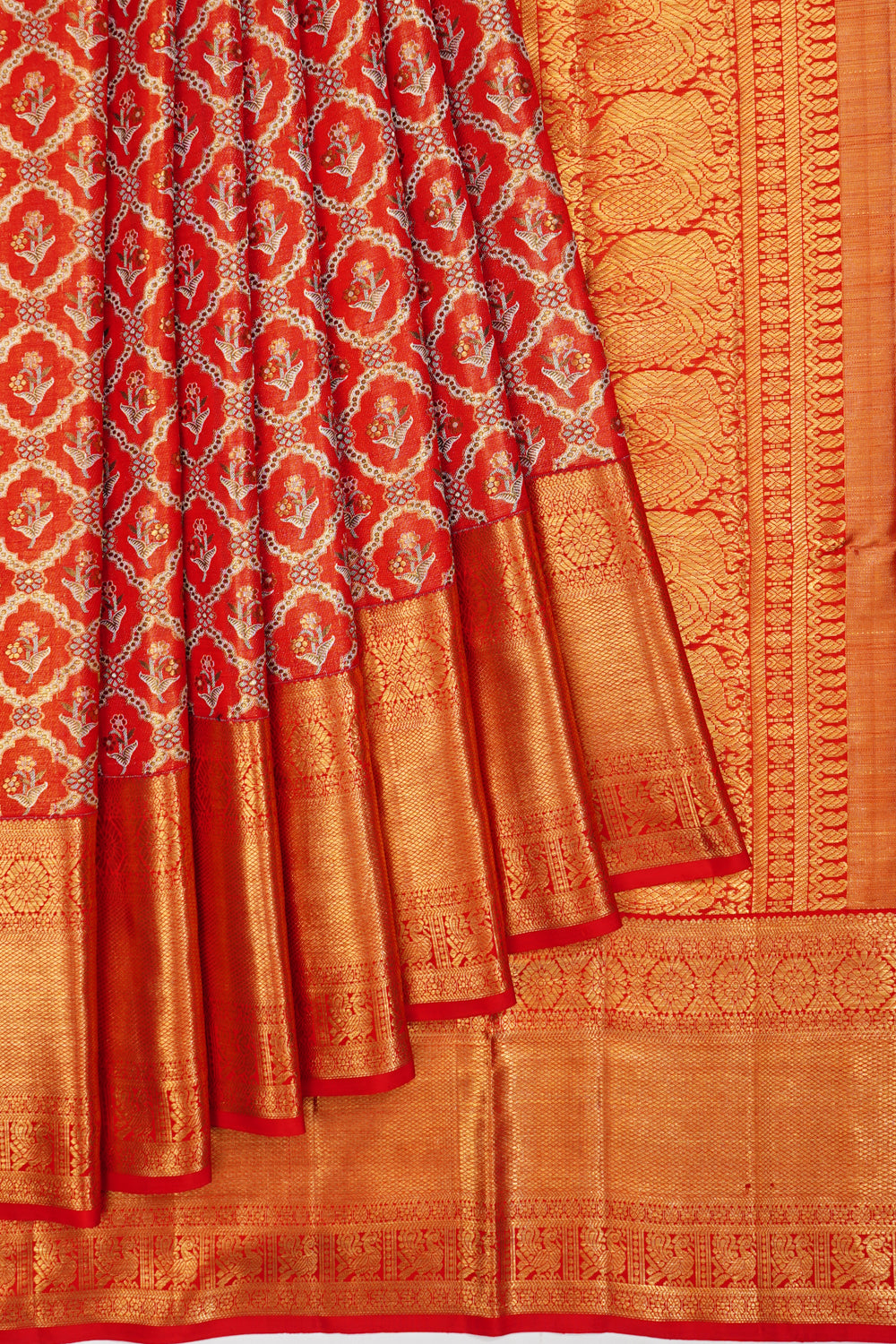 Kanchipuram Silk Brocade Red Saree