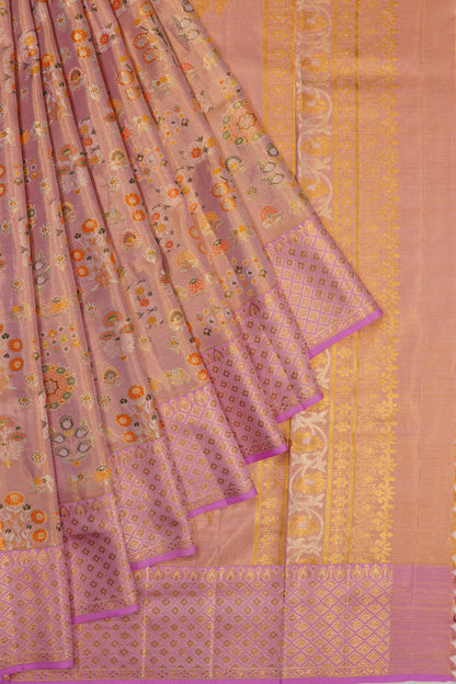 Kanchipuram Silk Tissue Brocade Lavender Saree