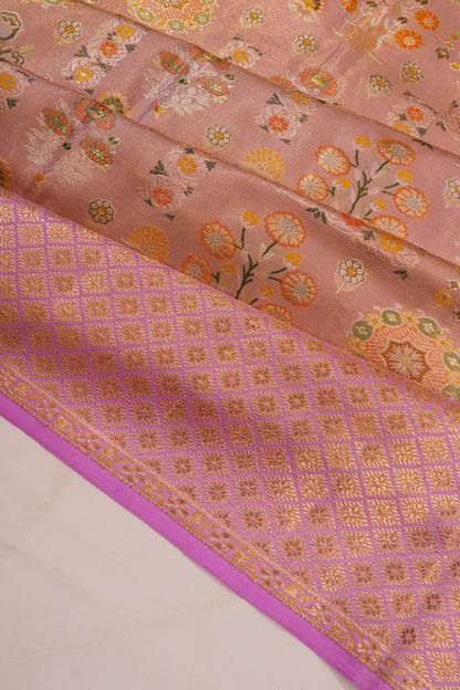Kanchipuram Silk Tissue Brocade Lavender Saree