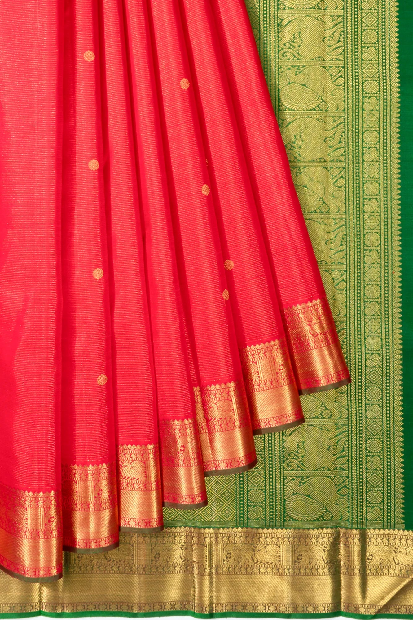 Kanchipuram Silk Oosi Lines And Butta Pink Saree