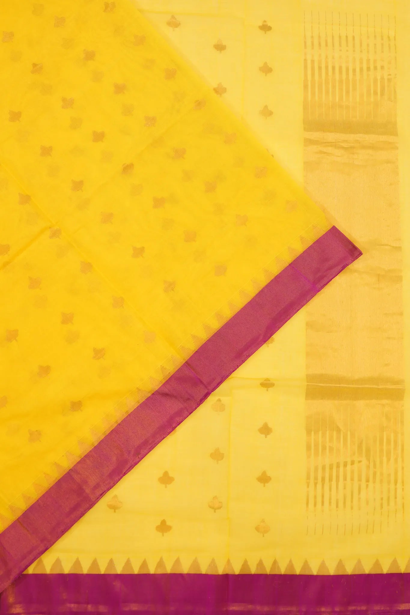 Ponduru Handspun Cotton Butta Yellow Saree