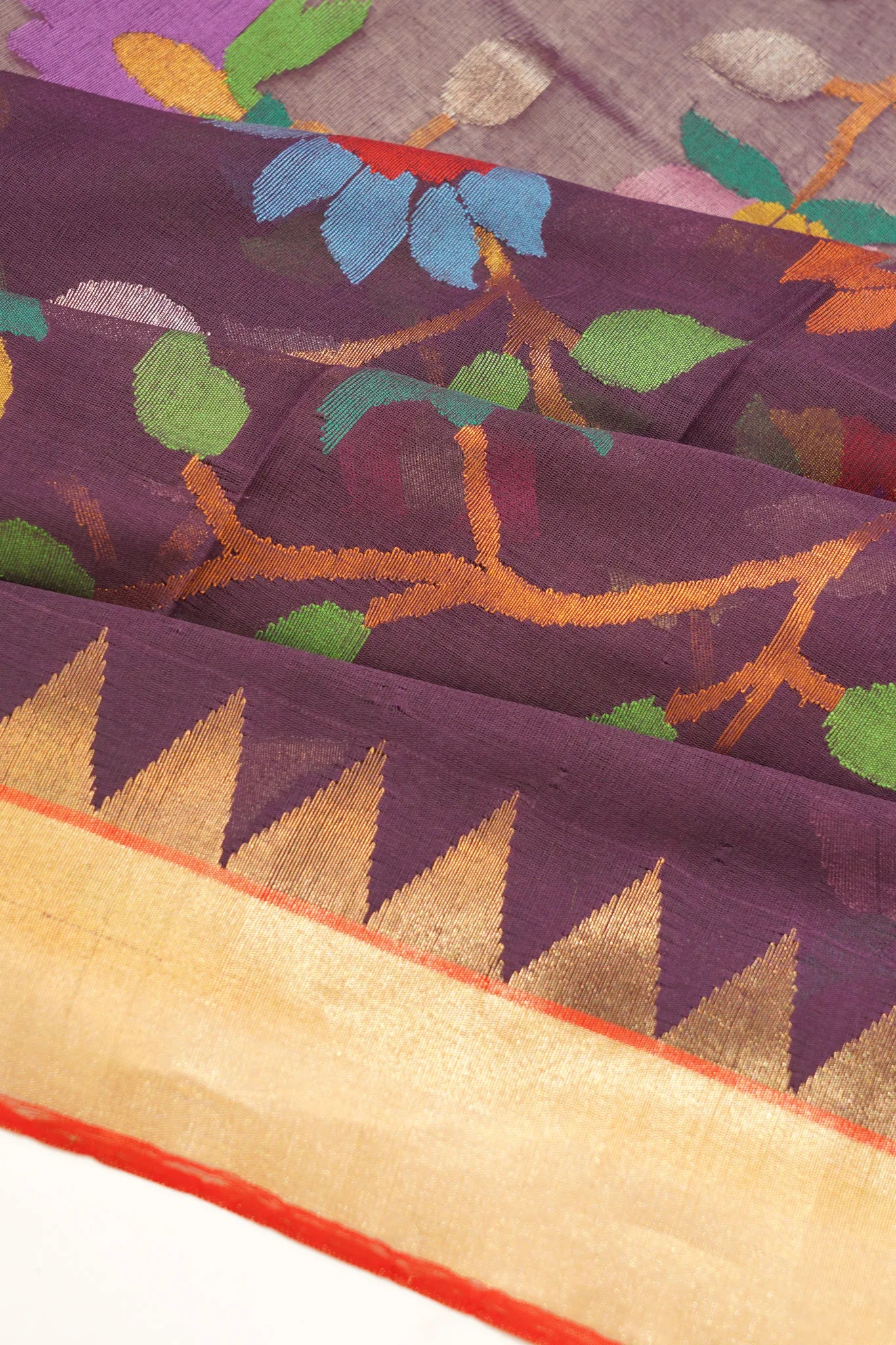 Ponduru Handspun Cotton All Over Jamdani Jaal Blue Saree