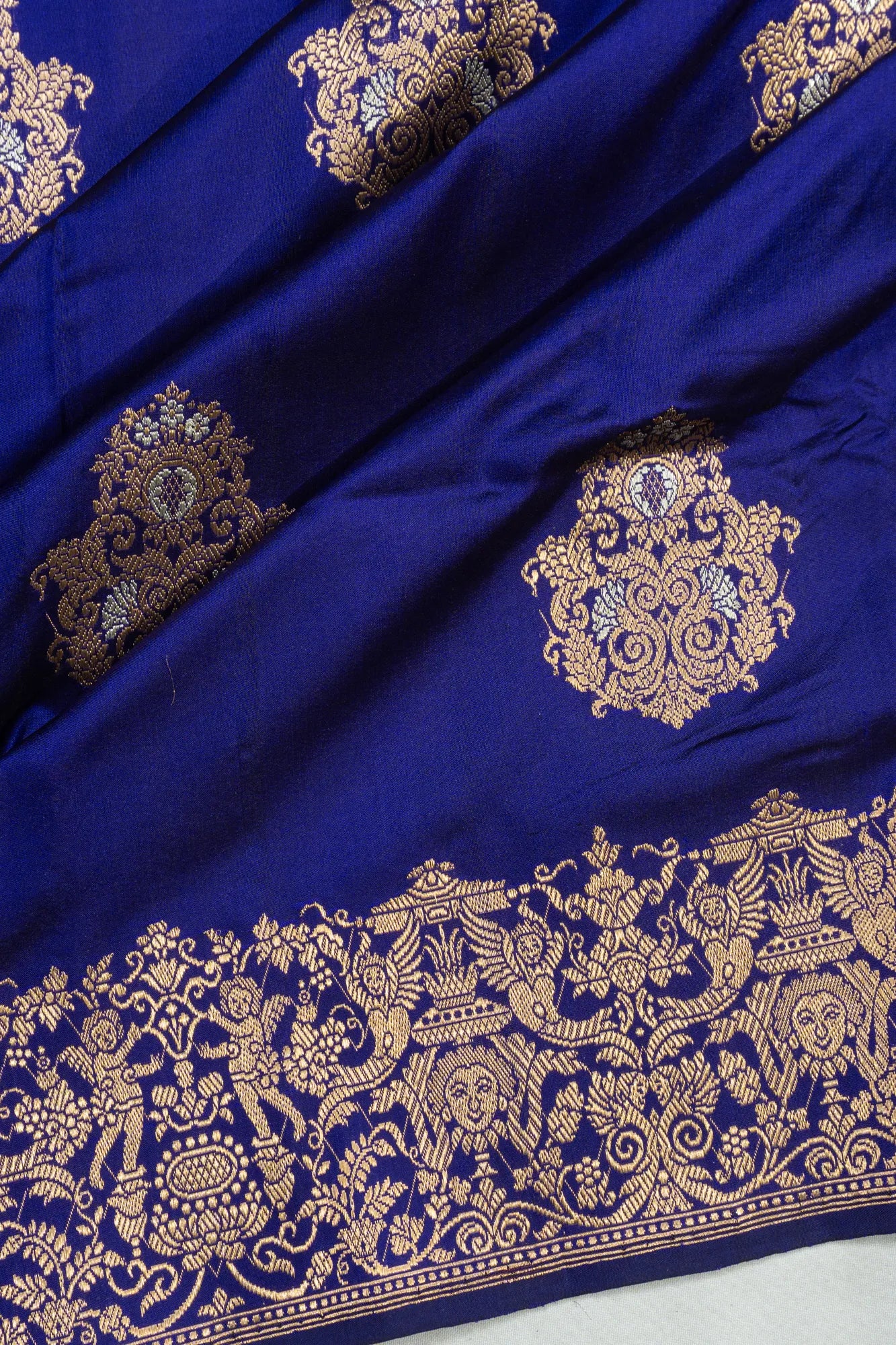 Banarasi Silk Butta Royal Blue Saree