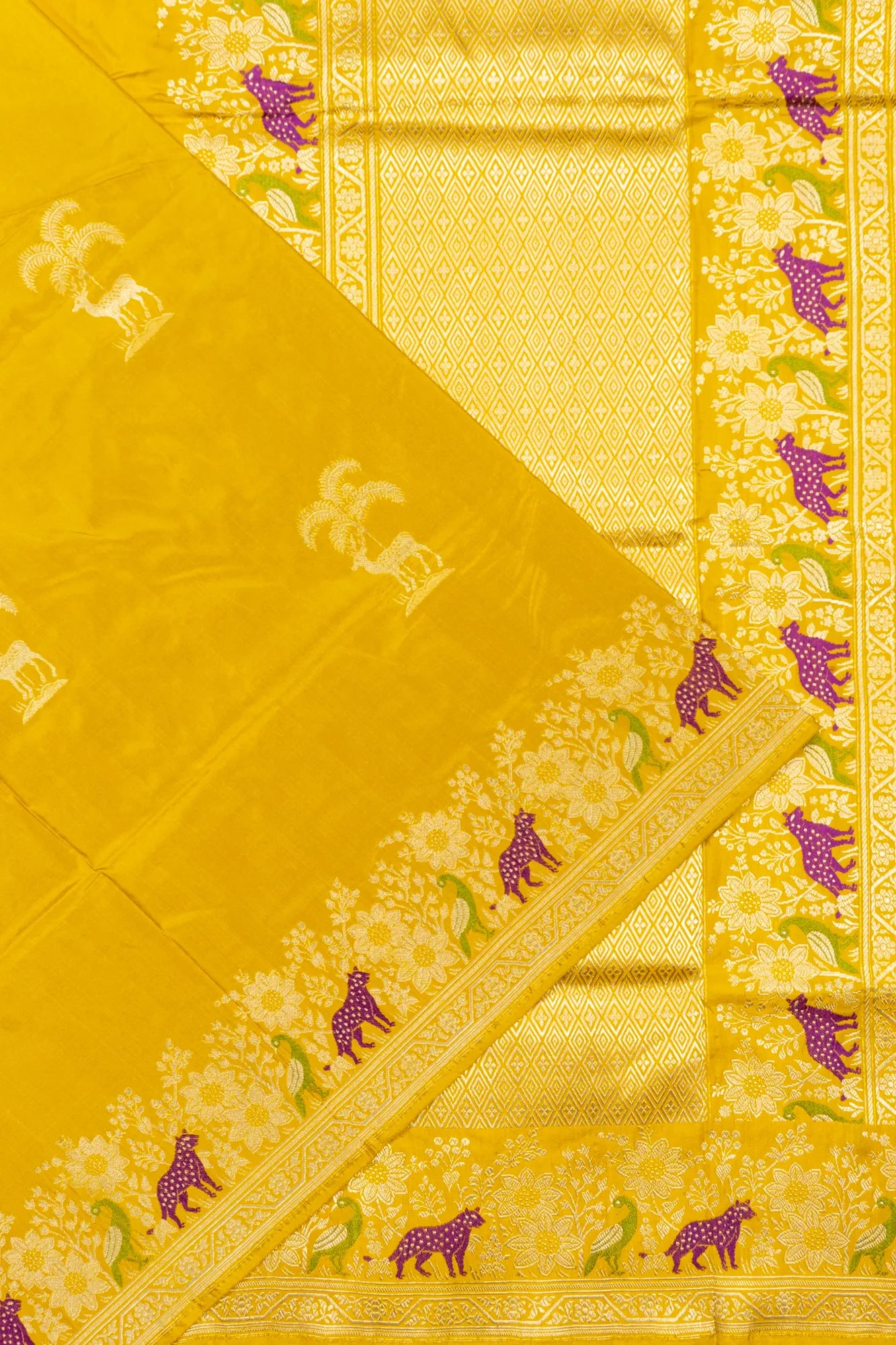 Banarasi Silk Butta Yellow Saree