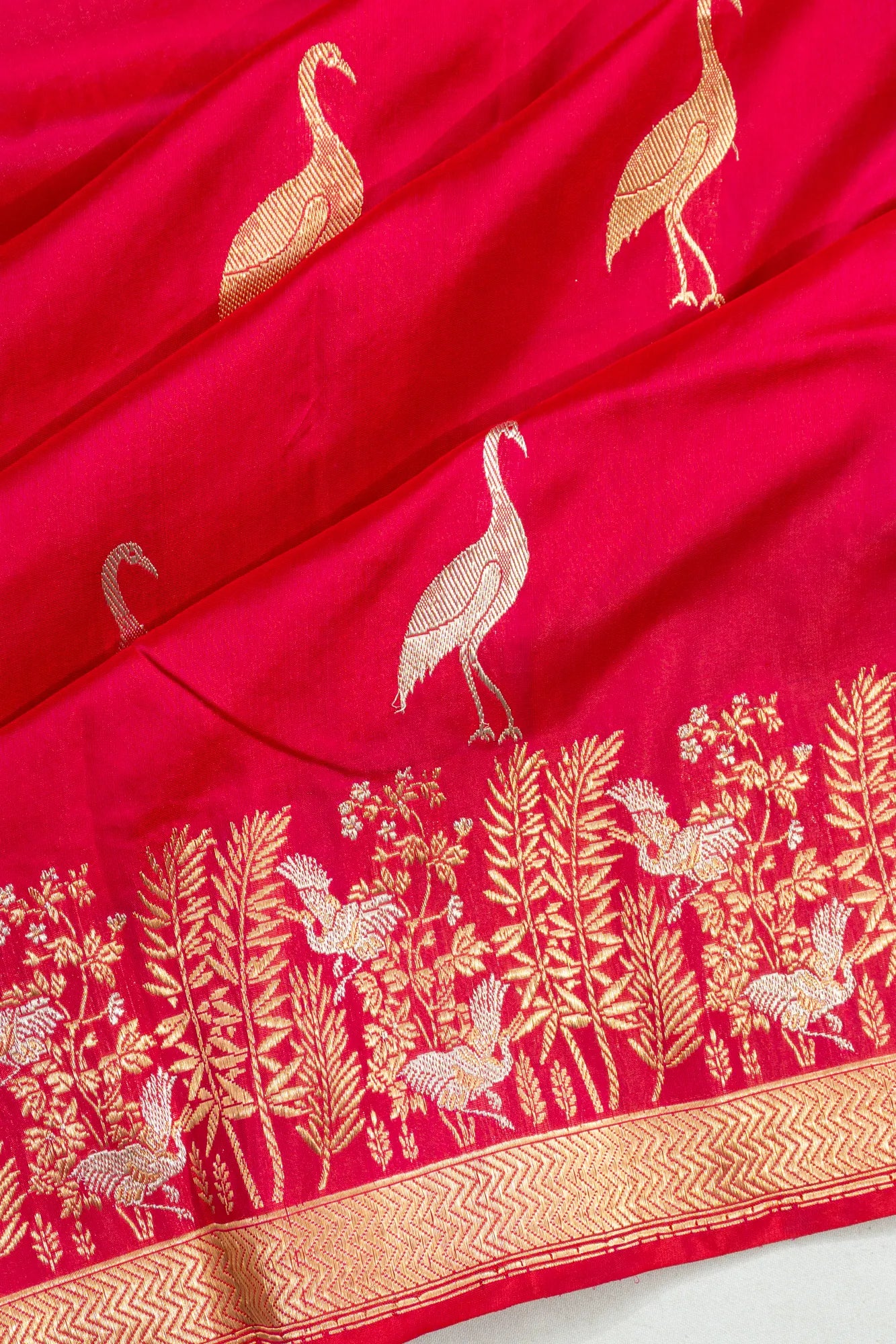 Banarasi Silk Butta Reddish Pink Saree