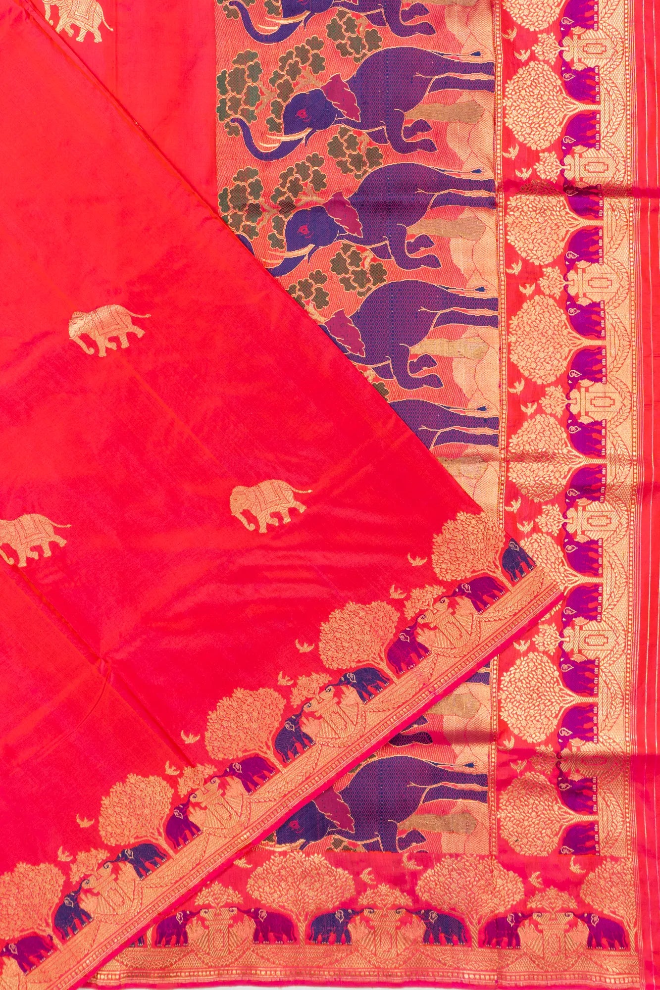 Banarasi Silk Butta Dual Tone Pink And Orange Saree