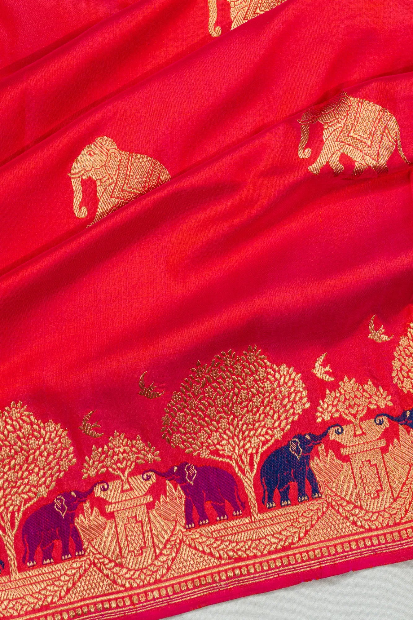 Banarasi Silk Butta Dual Tone Pink And Orange Saree