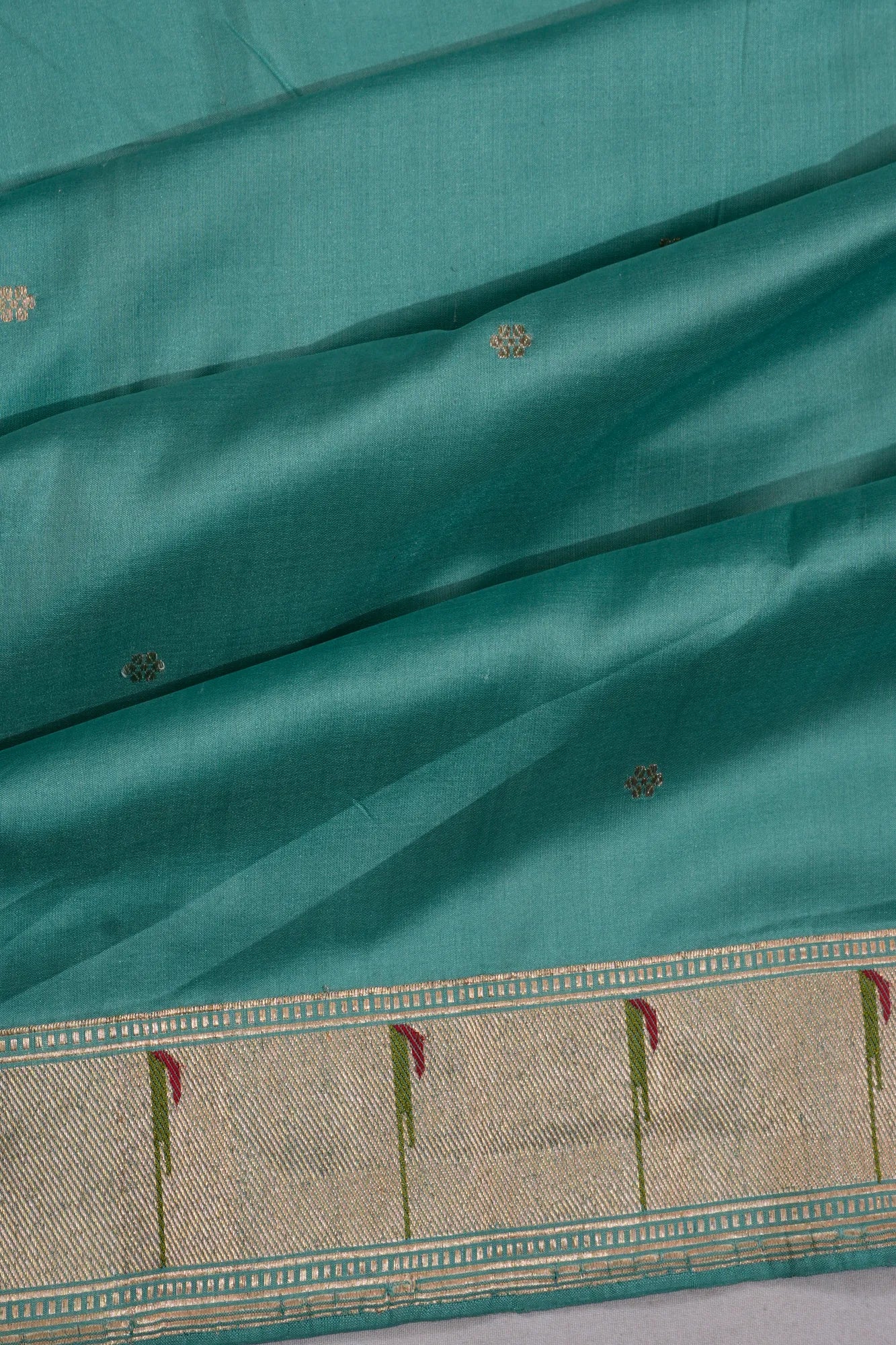 Banarasi Silk Butta Powder Blue Saree With Muniya Border