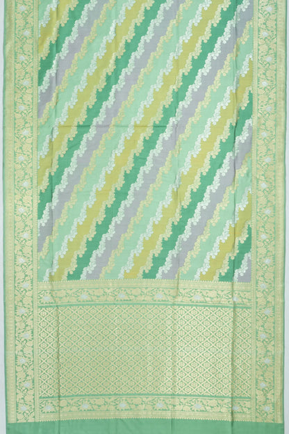 Banarasi Silk Leheriya Jaal Rangkat Sage Green Saree