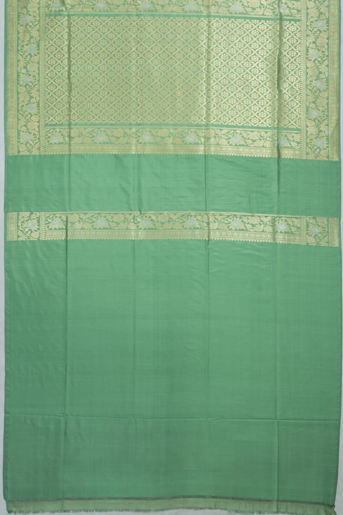 Banarasi Silk Leheriya Jaal Rangkat Sage Green Saree