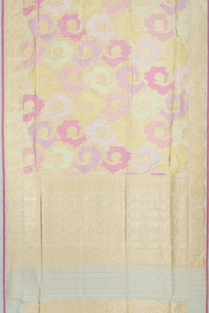 Banarasi Silk Jaal Rangkat Cream Saree