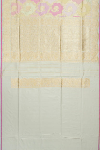 Banarasi Silk Jaal Rangkat Cream Saree