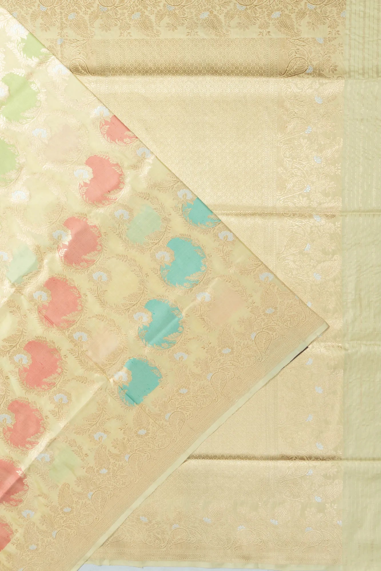 Banarasi Silk Jaal Rangkat Pista Green Saree