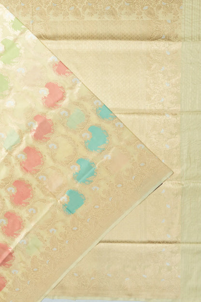 Banarasi Silk Jaal Rangkat Pista Green Saree