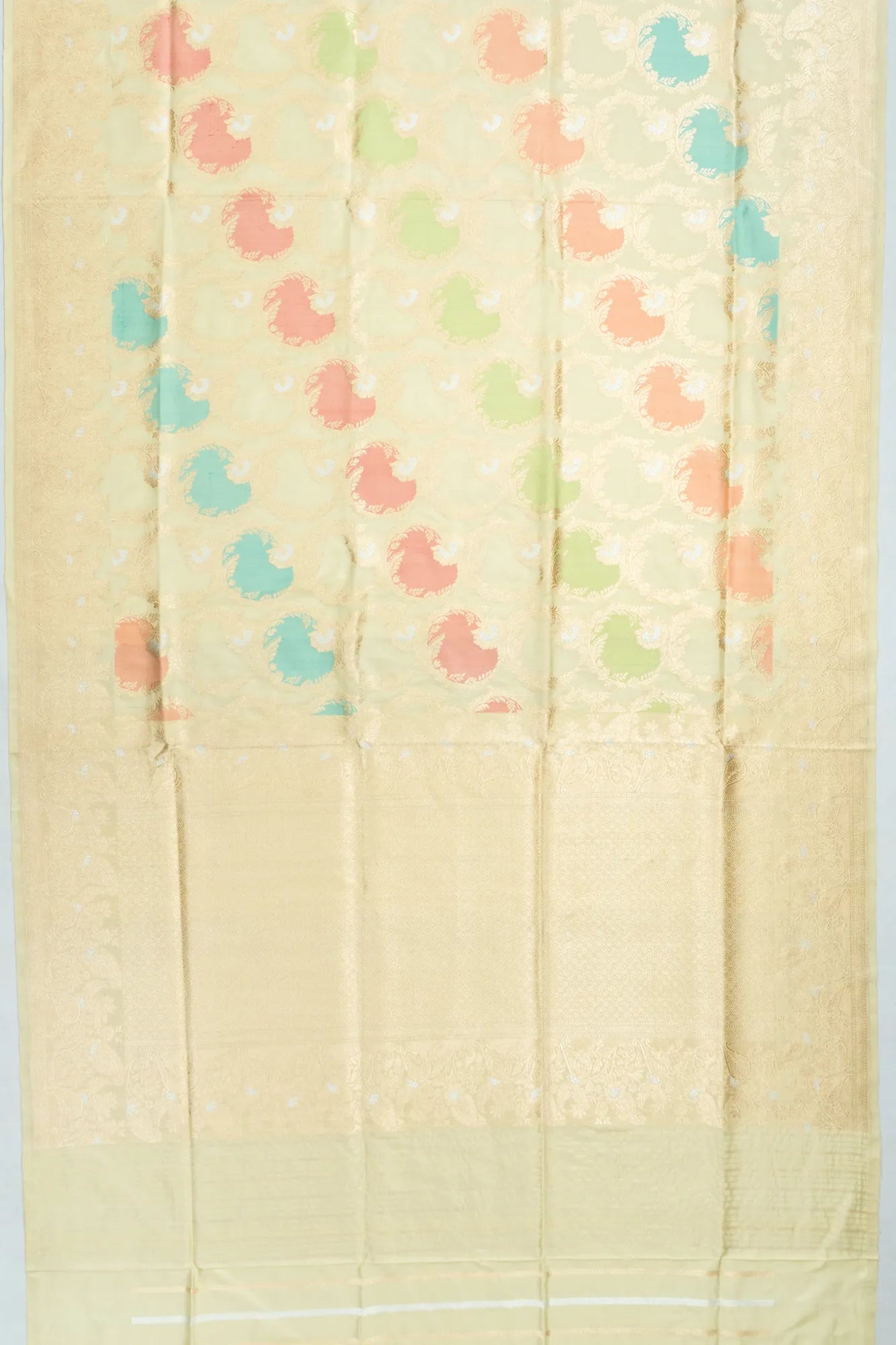 Banarasi Silk Jaal Rangkat Pista Green Saree