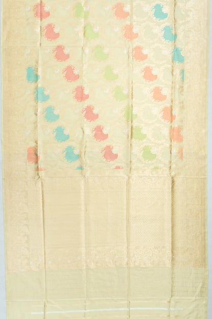 Banarasi Silk Jaal Rangkat Pista Green Saree