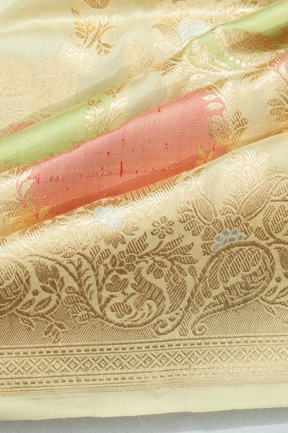 Banarasi Silk Jaal Rangkat Pista Green Saree