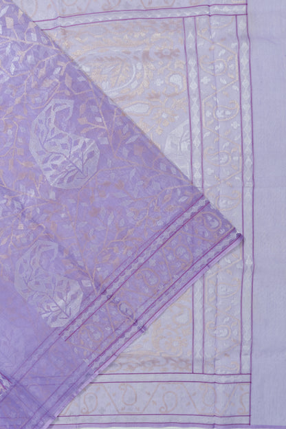 Banarasi Cotton Jamdani Lavender Saree