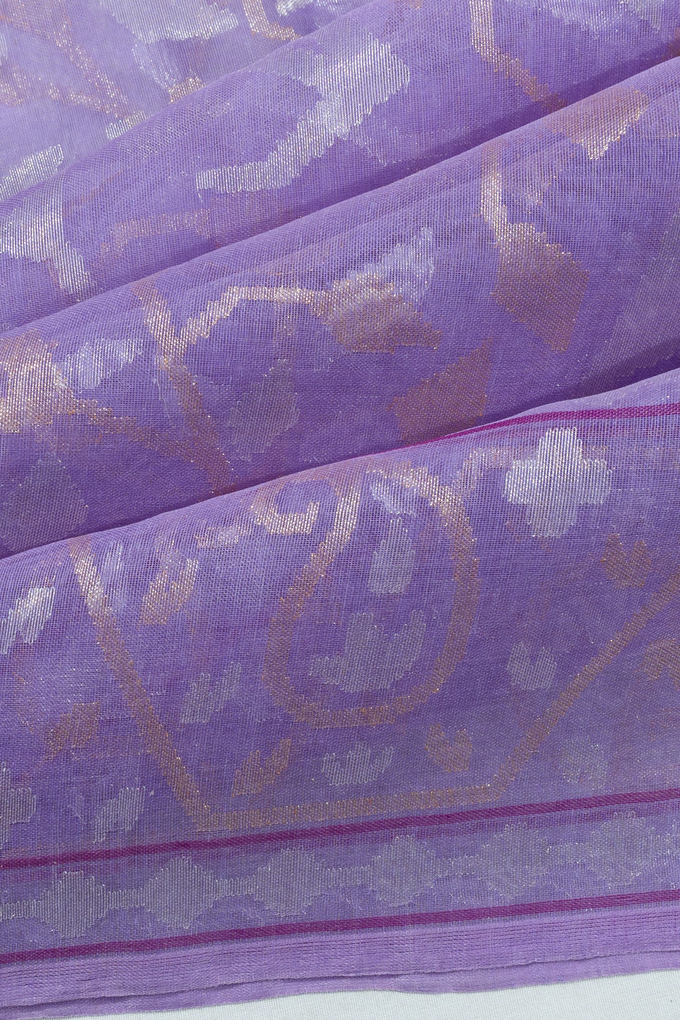 Banarasi Cotton Jamdani Lavender Saree