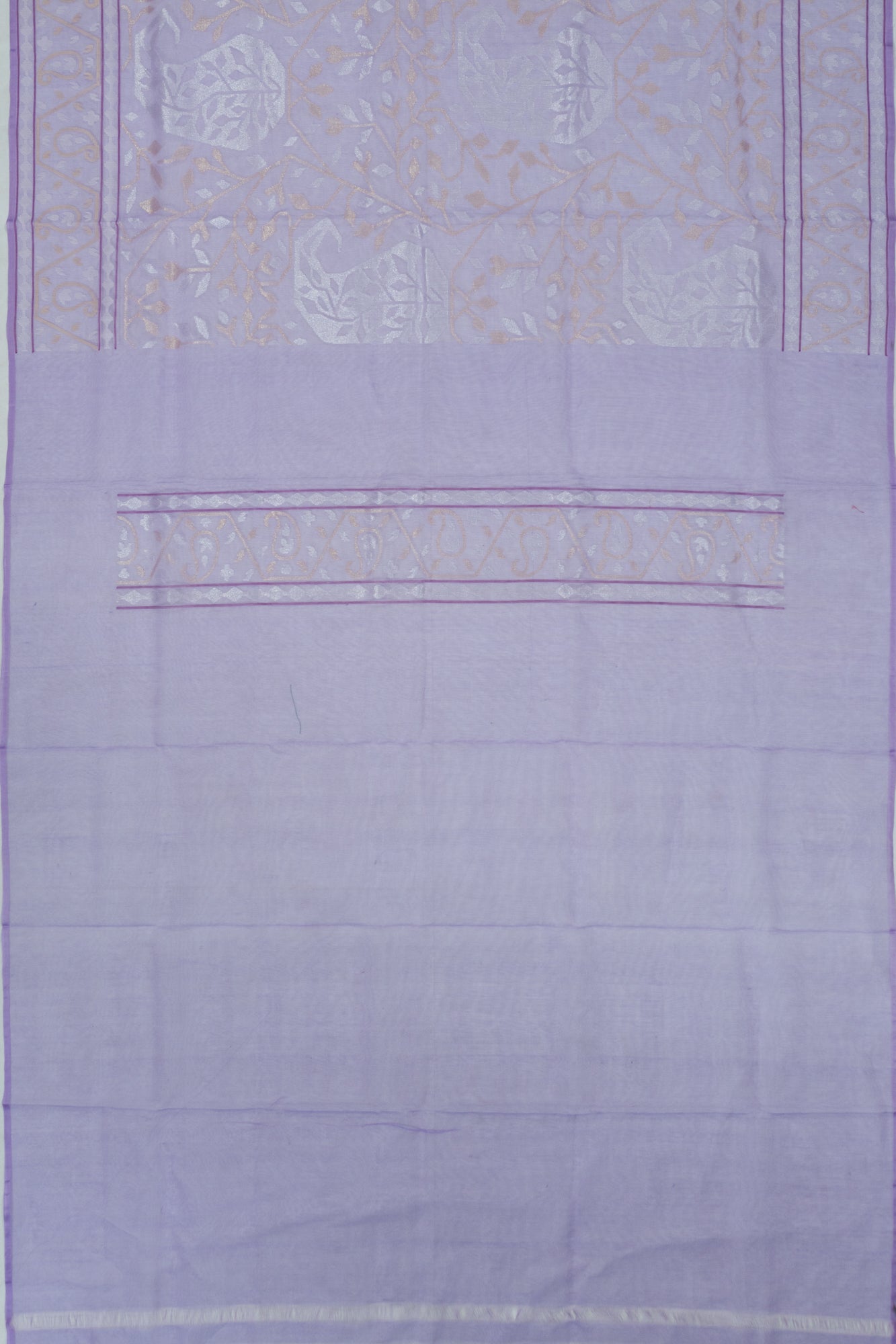 Banarasi Cotton Jamdani Lavender Saree