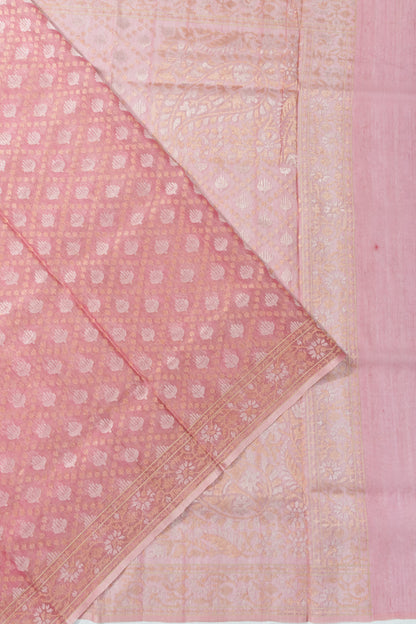 Banarasi Cotton Jamdani Peach Saree