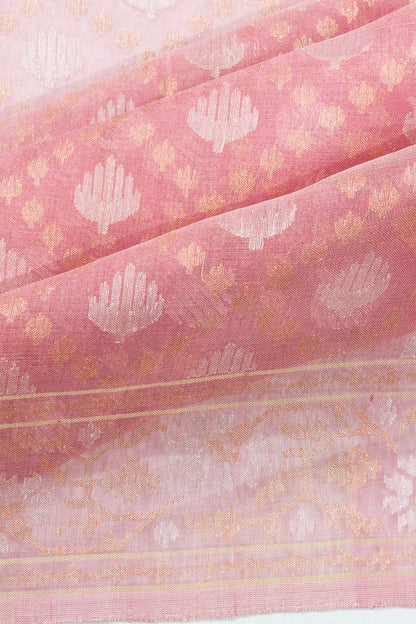 Banarasi Cotton Jamdani Peach Saree