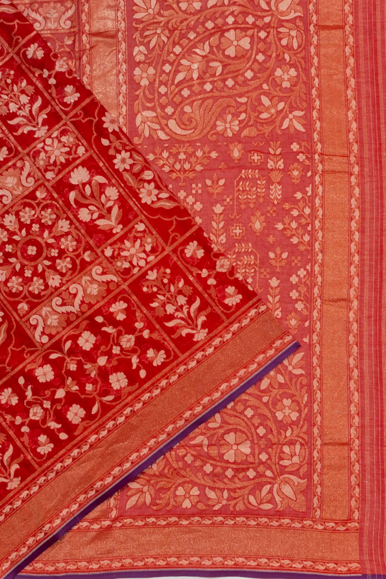 Banarasi Cotton Brocade Red Saree