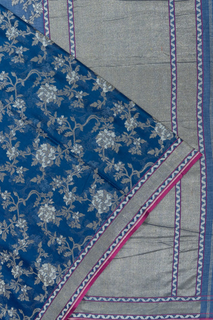 Banarasi Cotton Brocade Dark Blue Saree