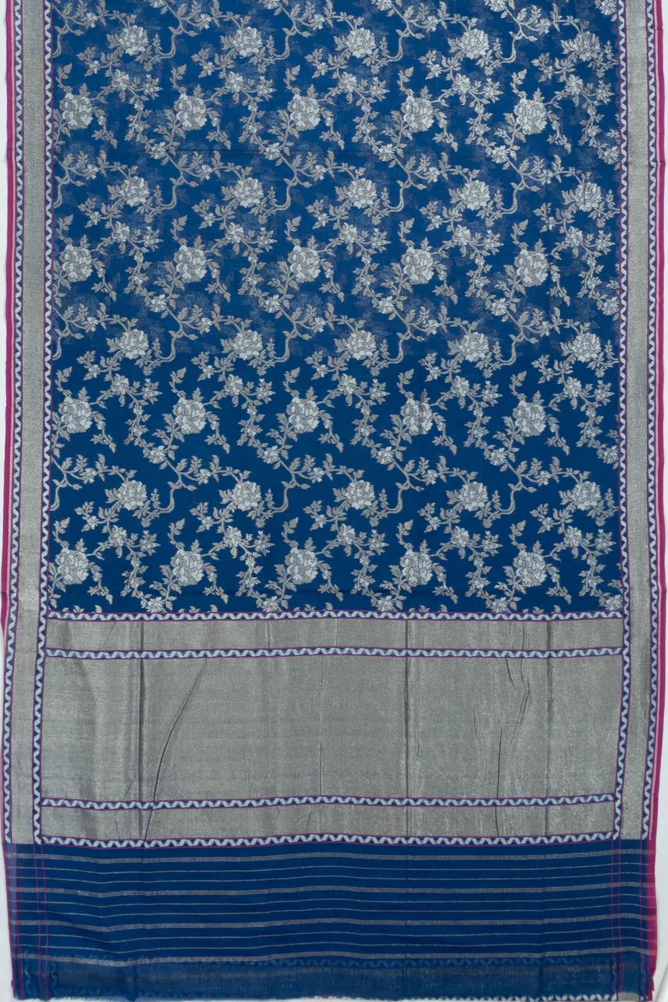 Banarasi Cotton Brocade Dark Blue Saree