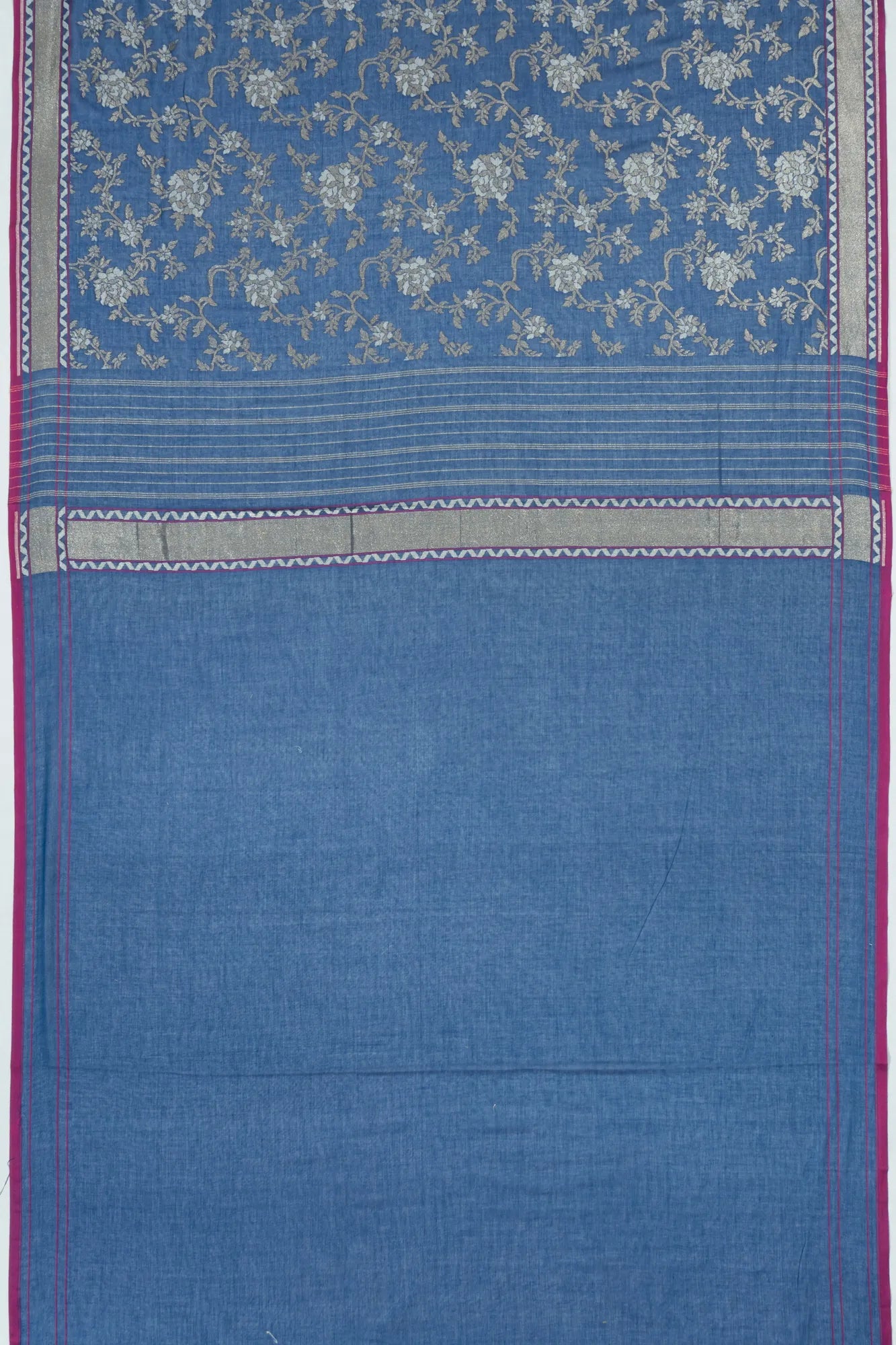 Banarasi Cotton Brocade Dark Blue Saree