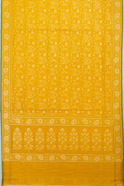 Banarasi Cotton Brocade Yellow Saree